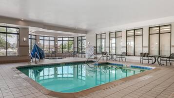 Indoor pool, open 6:00 AM to 10:00 PM, sun loungers