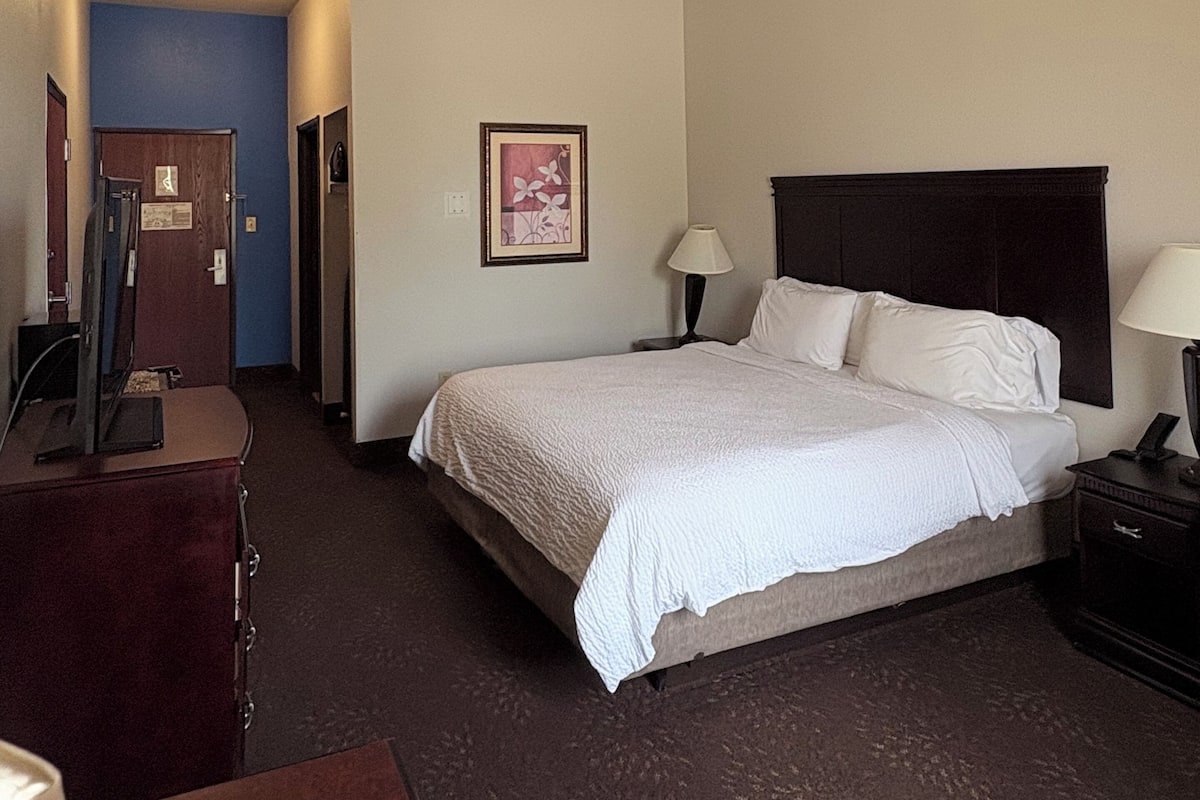 Quarto, 1 cama King, acessível, para não fumantes | Cofres nos quartos, escrivaninha, ferros/tábuas de passar roupa