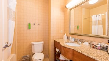 A bathroom with a toilet, sink, and mirror.