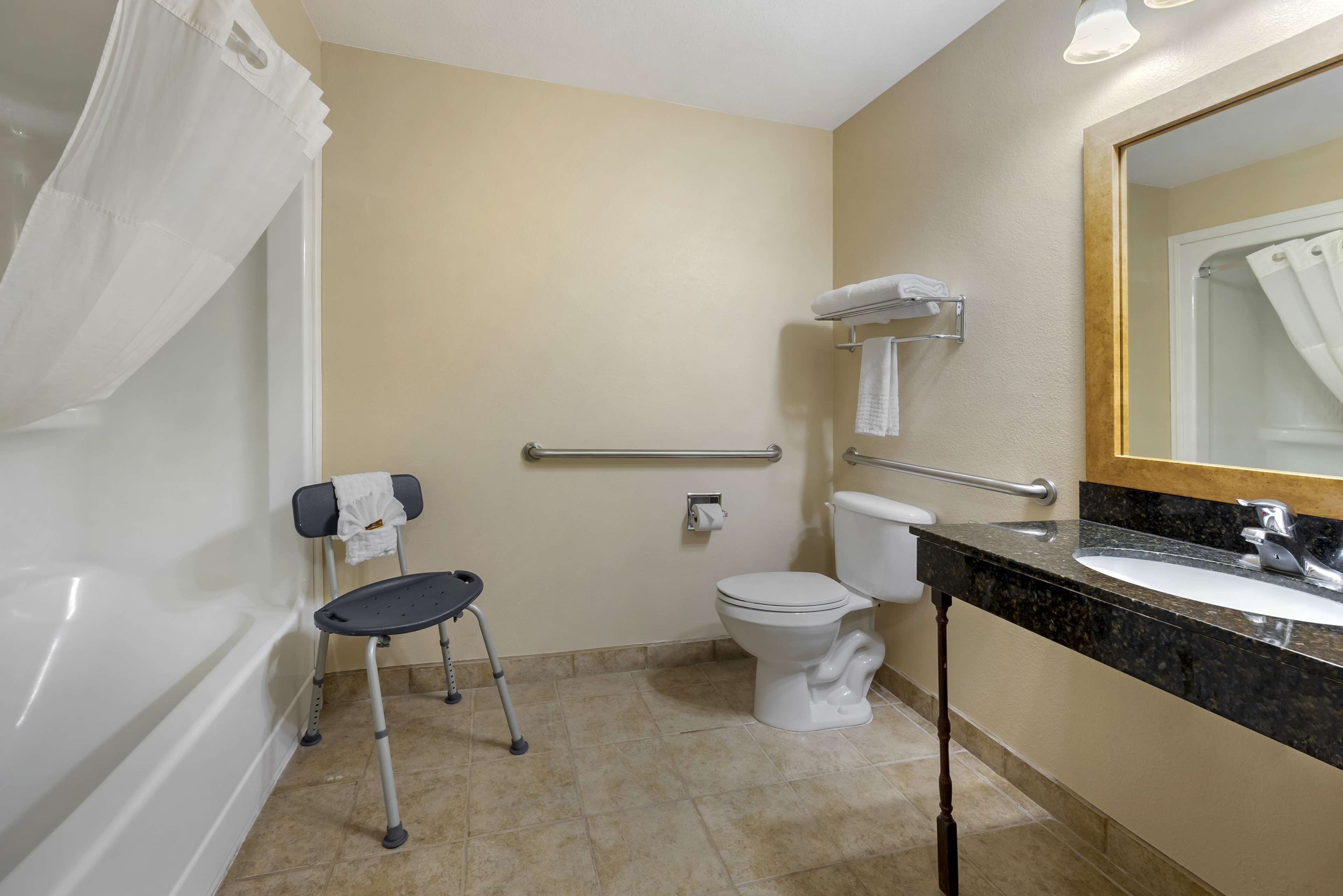 standard room, 1 queen bed, accessible, bathtub | bathroom | shower, free toiletries, hair dryer, towels