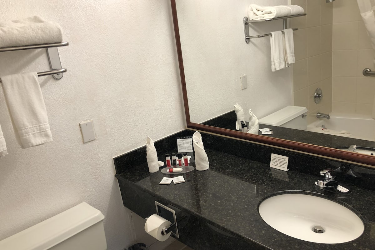 studio suite, 2 queen beds, accessible, non smoking | bathroom sink