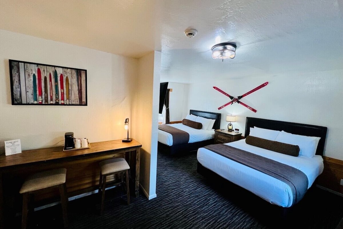 deluxe double room, 2 queen beds | individually decorated, blackout curtains, free wifi, bed sheets