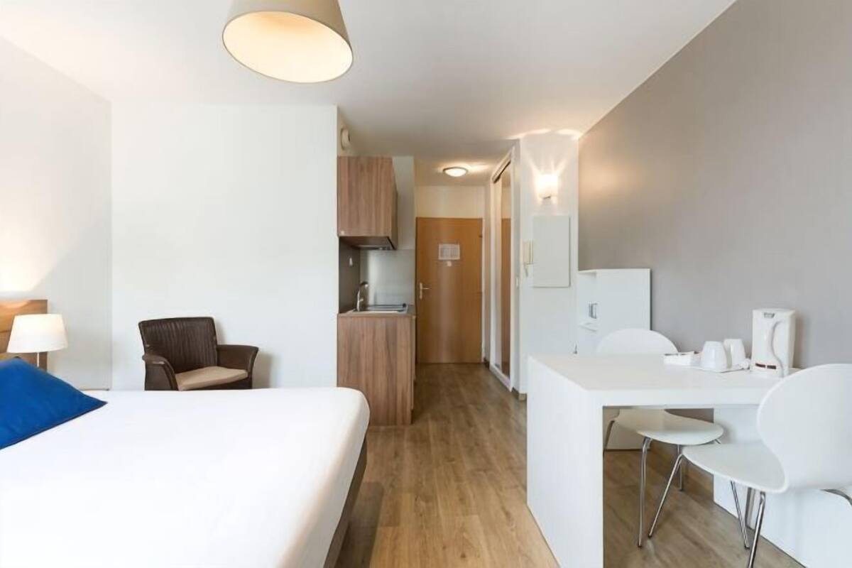 Desk, blackout curtains, iron/ironing board (on request), free WiFi