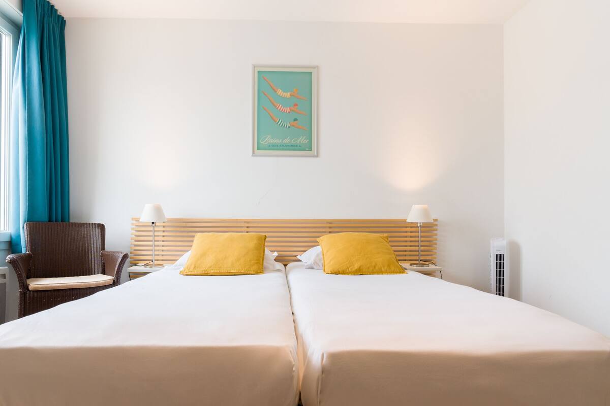 Desk, blackout curtains, iron/ironing board (on request), free WiFi