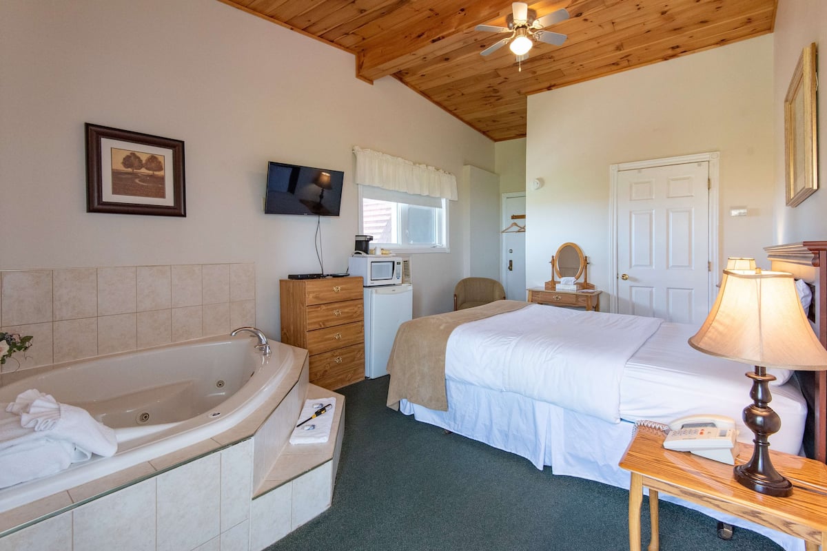 Desk, blackout drapes, iron/ironing board, free WiFi