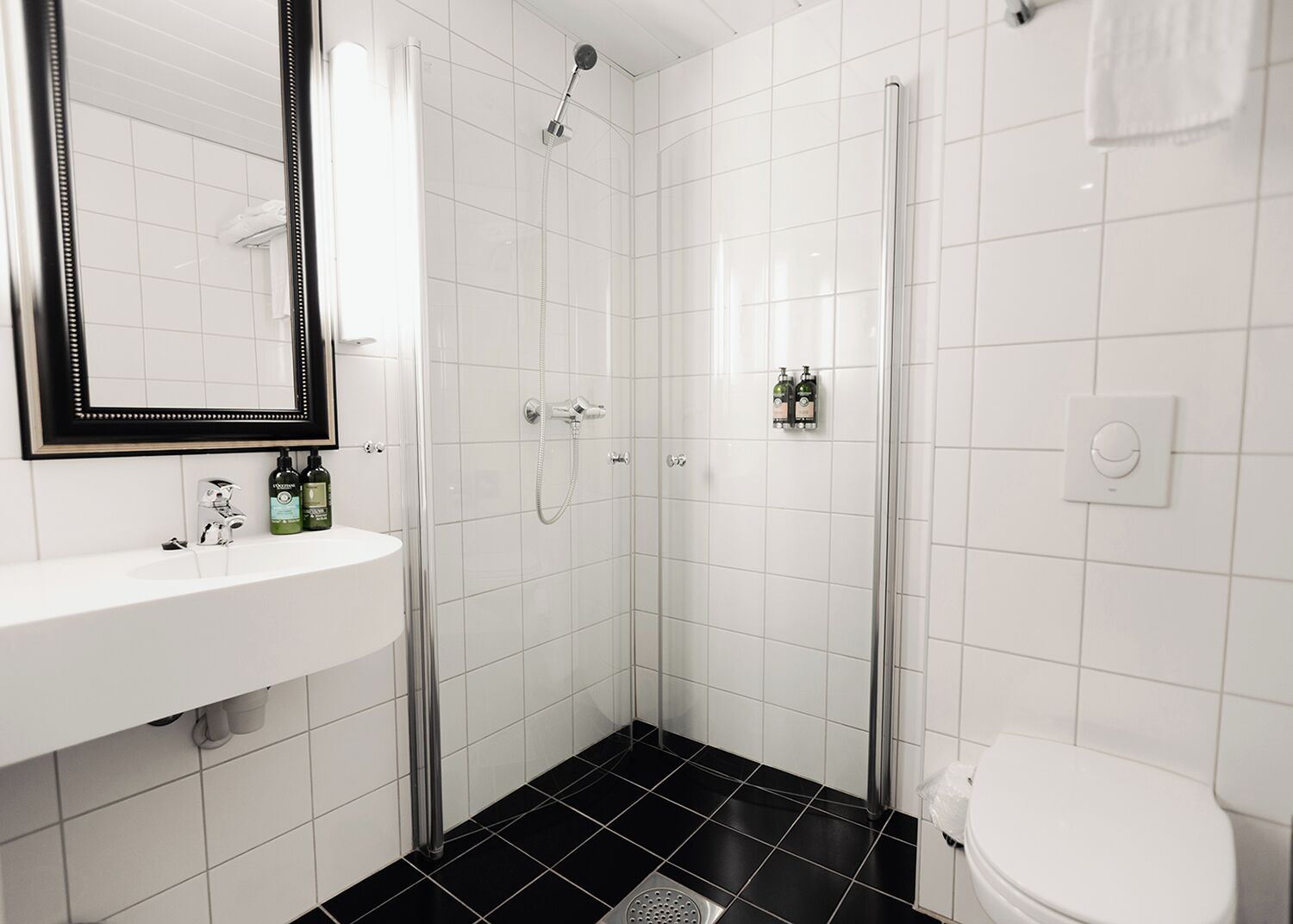 standard double room | bathroom | hair dryer, towels
