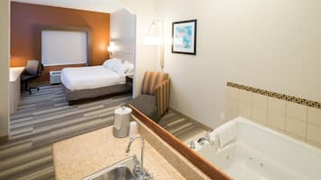 Suite, 1 King Bed, Jetted Tub | Premium bedding, pillow-top beds, in-room safe, iron/ironing board