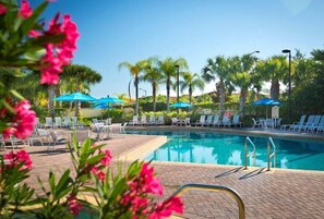 Una piscina al aire libre, una piscina climatizada