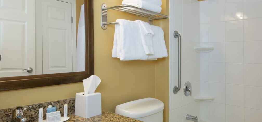 suite, 1 bedroom | bathroom | combined shower/bathtub, free toiletries, hair dryer, towels