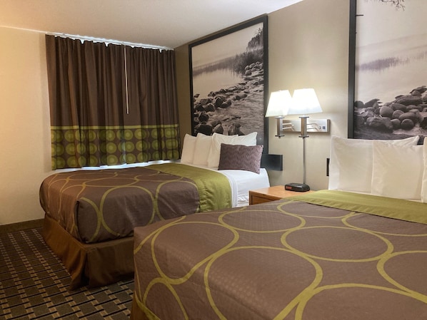 Room, 2 Queen Beds, Non Smoking | Individually furnished, desk, laptop workspace, blackout drapes