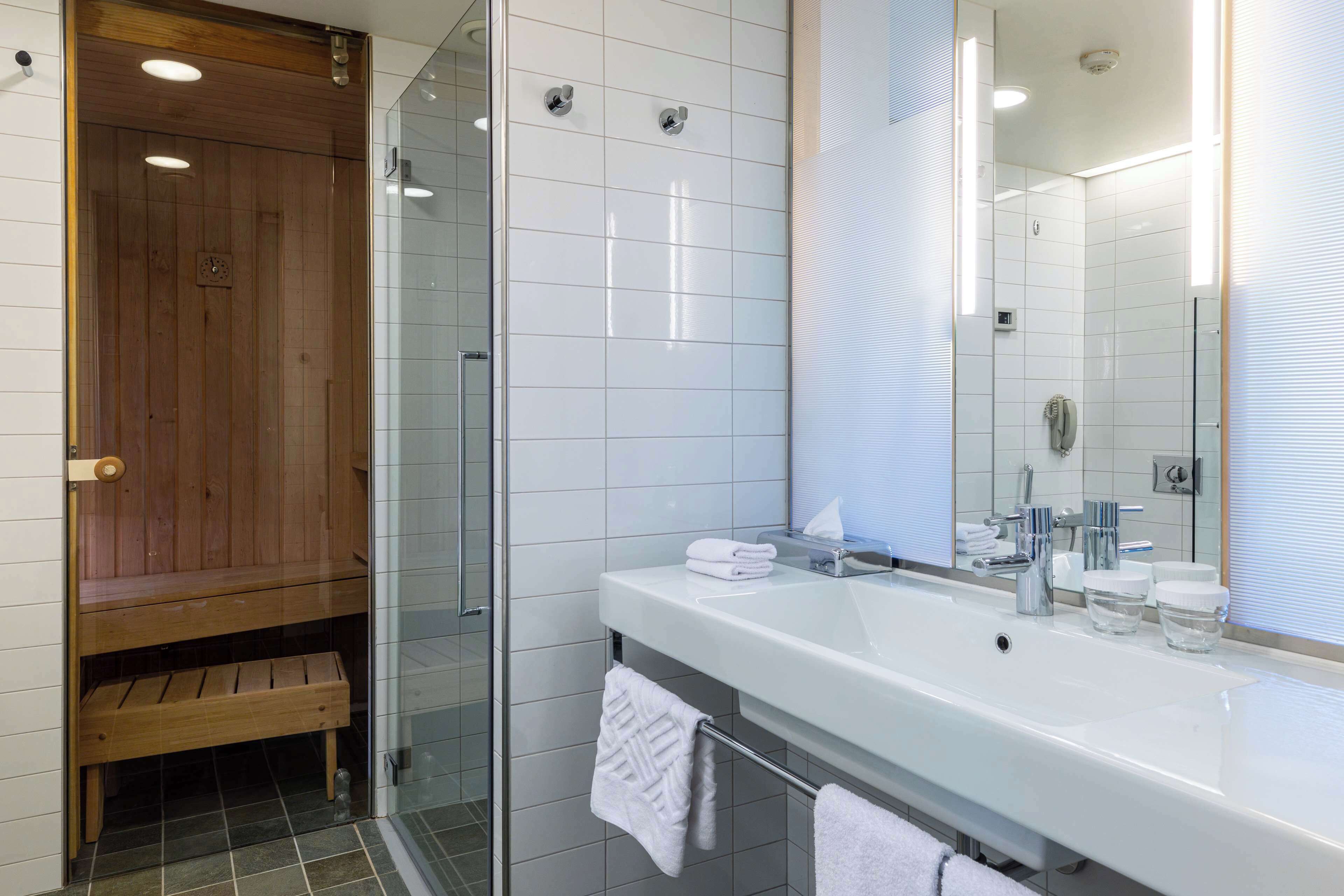junior suite, 1 king bed | bathroom | separate bathtub and shower, free toiletries, hair dryer, towels