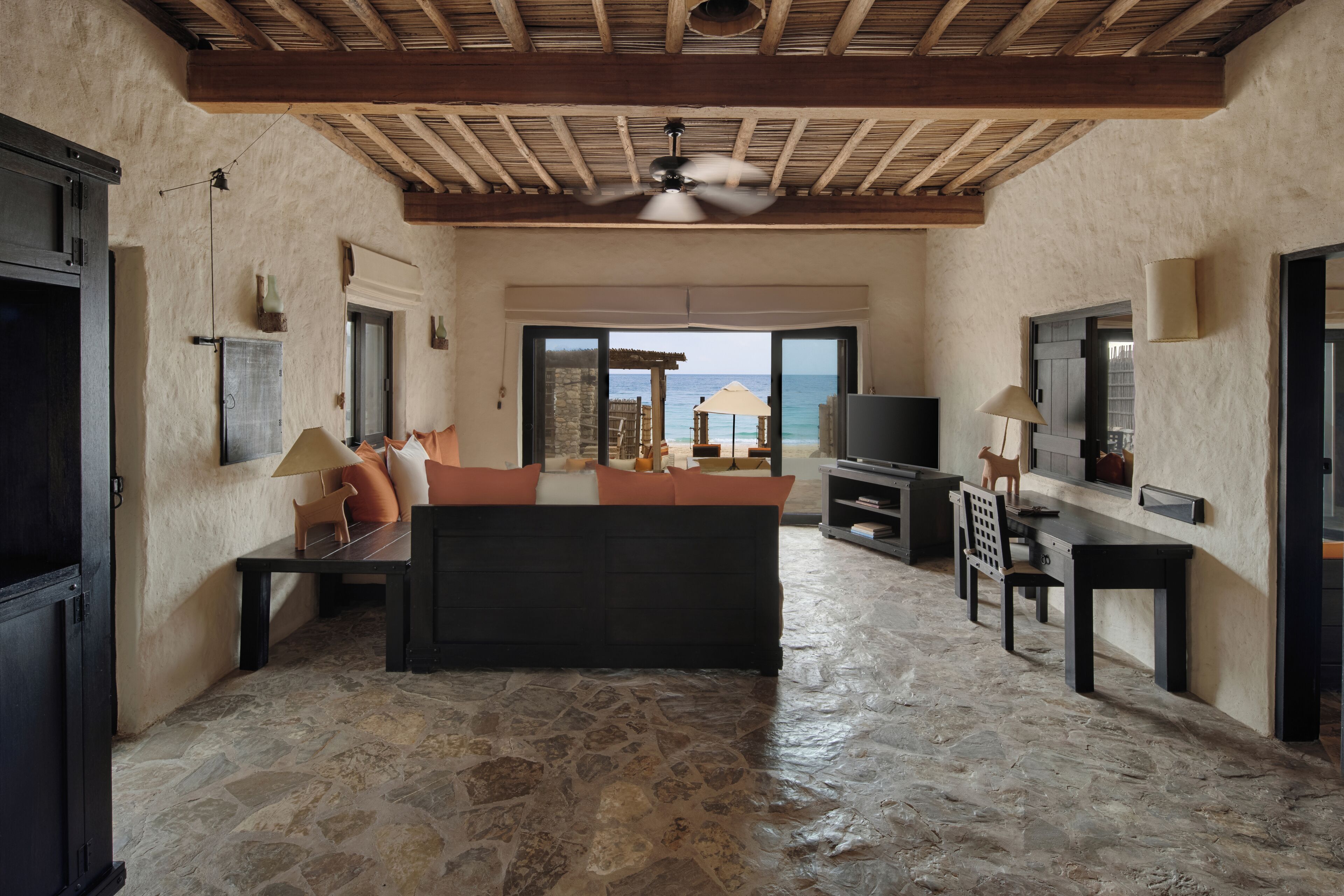 Villa, Private Pool, Beachfront (Suite) | Living area | 49-inch Smart TV with satellite channels, TV, DVD player