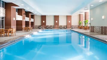 Indoor pool, open 6:00 AM to 10:00 PM, sun loungers