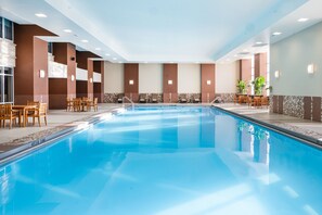 Indoor pool, open 6:00 AM to 10:00 PM, pool loungers