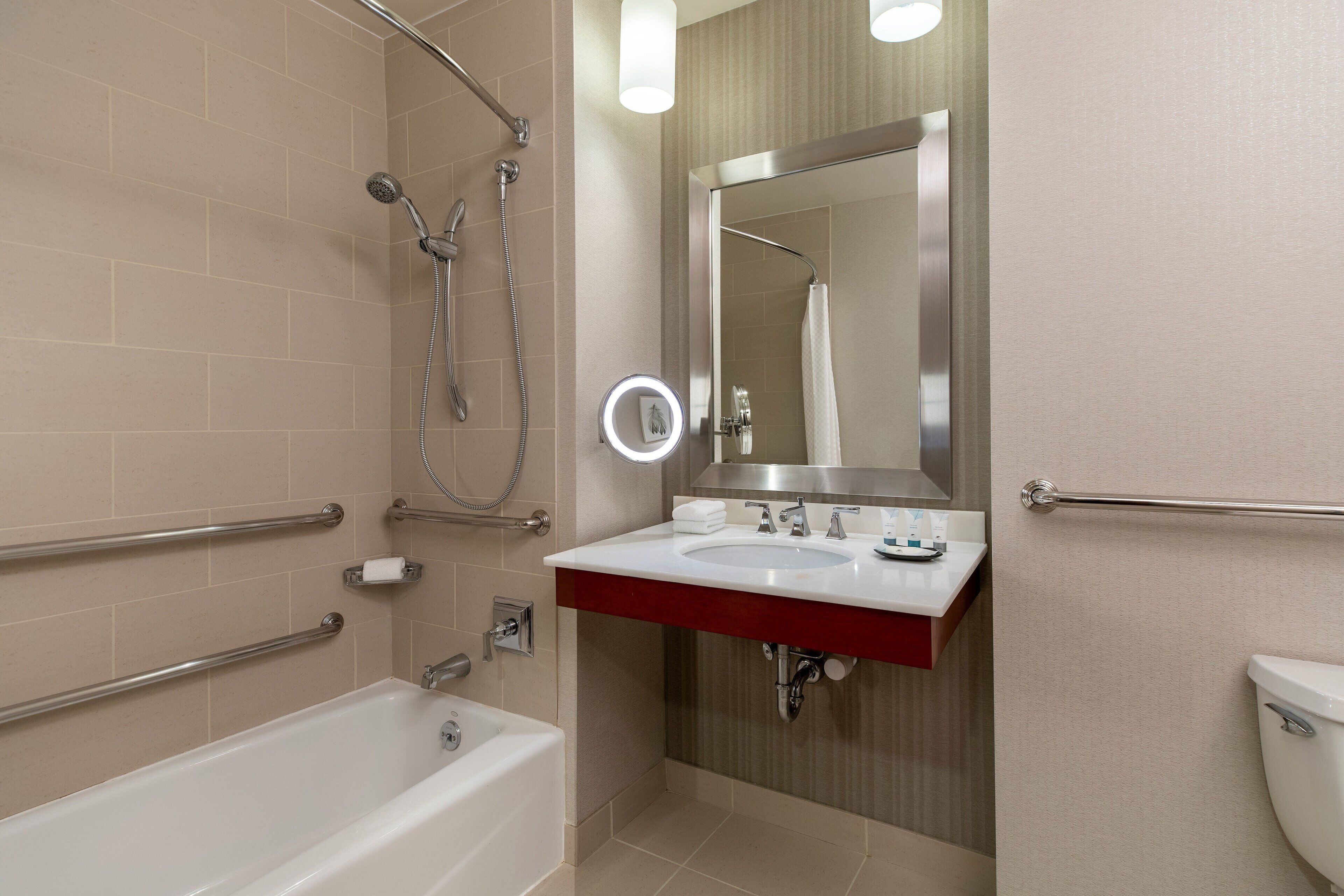 free toiletries, hair dryer, bathrobes, towels