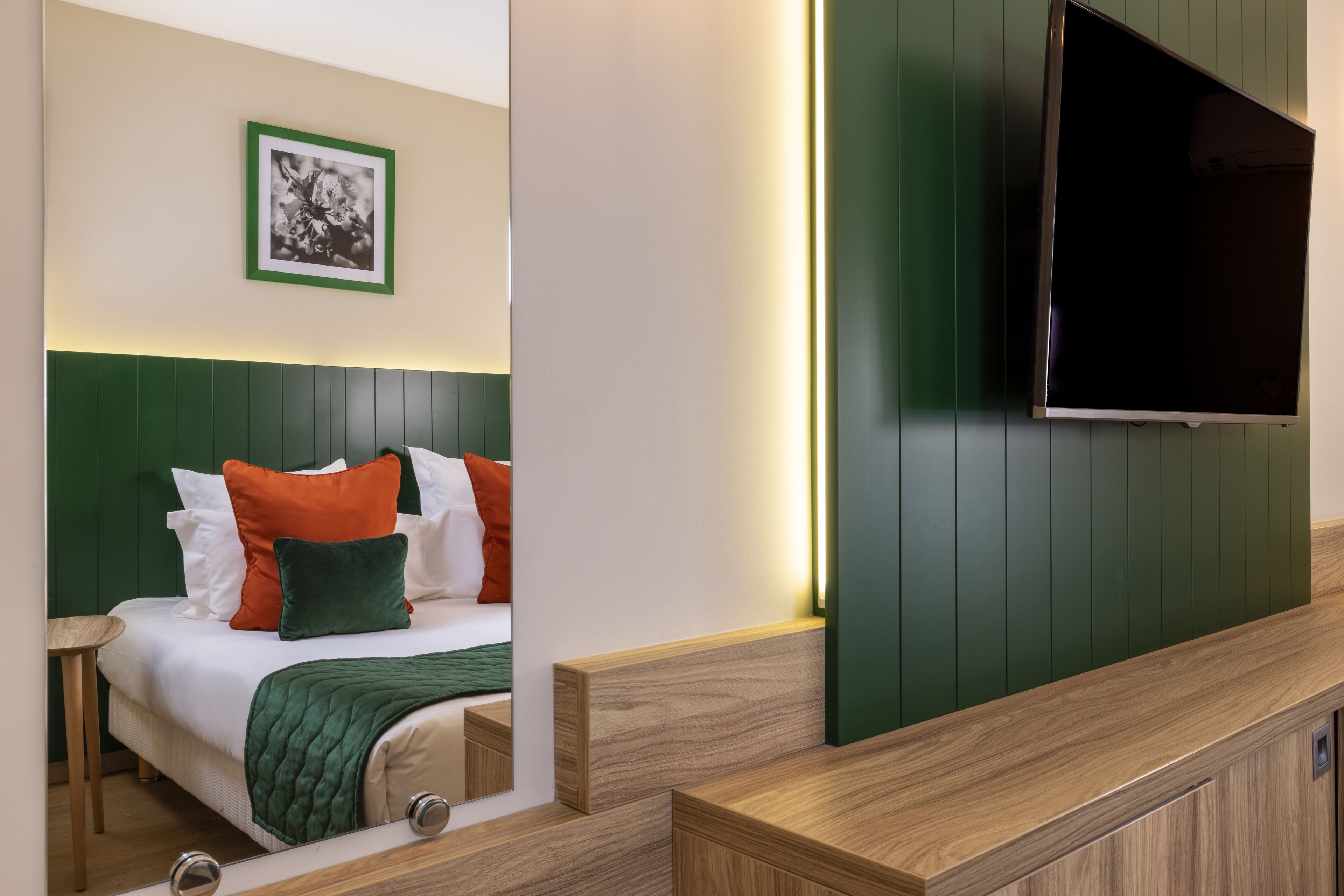 premium bedding, individually decorated, desk, blackout curtains