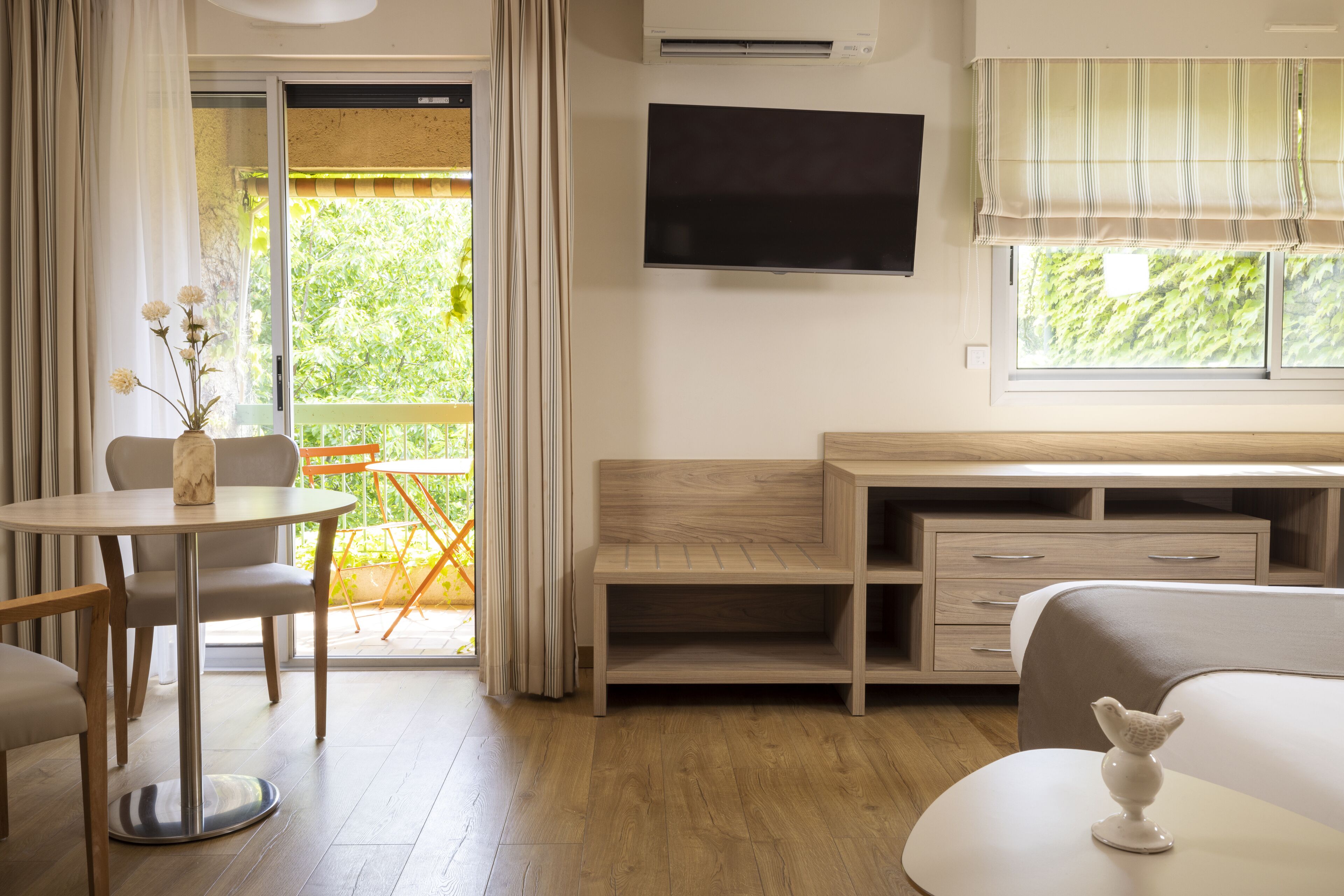 premium bedding, individually decorated, desk, blackout curtains