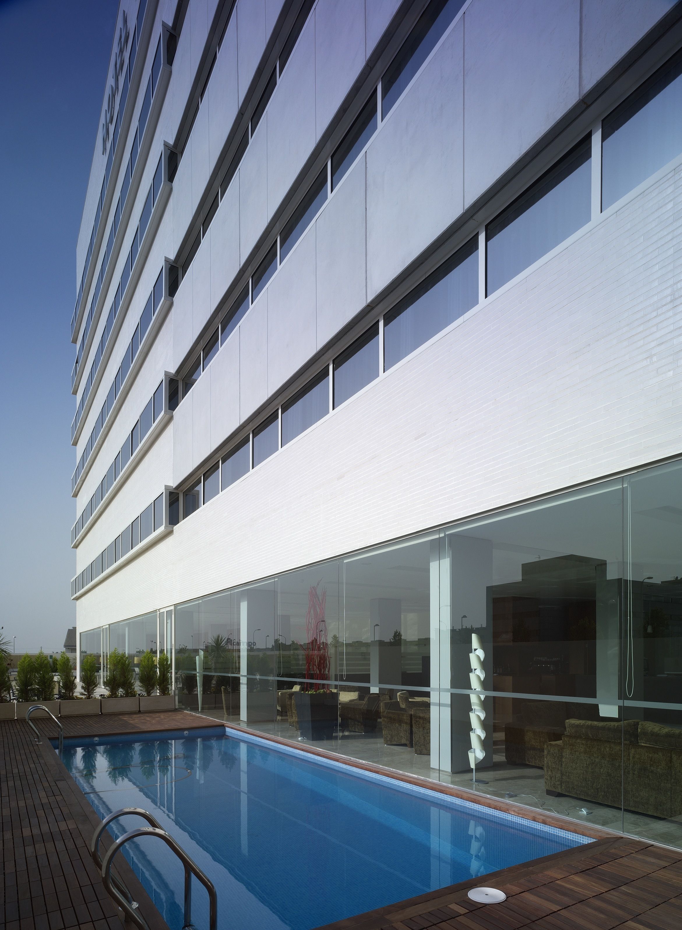 outdoor pool, pool loungers