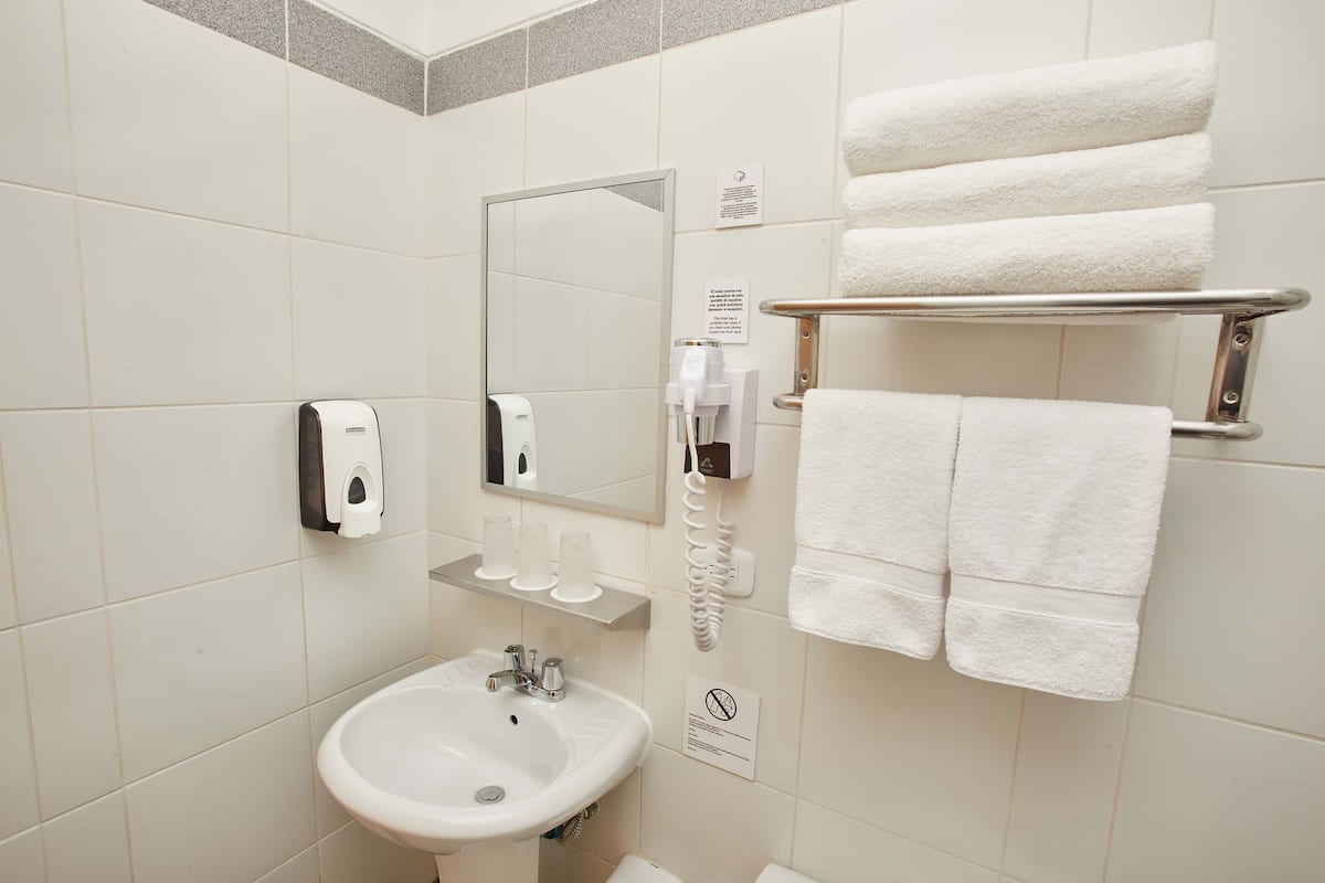 traditional room (3 twin beds) | bathroom | shower, free toiletries, hair dryer, towels