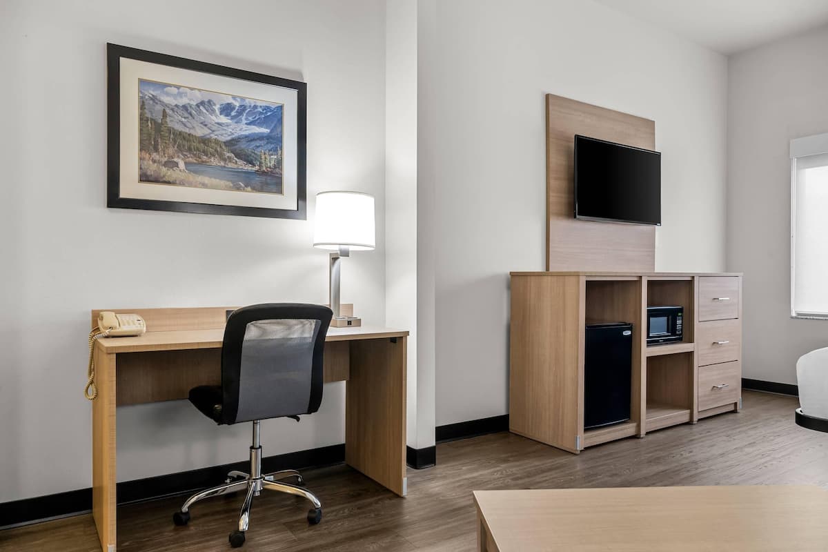 Desk, iron/ironing board, free WiFi, alarm clocks