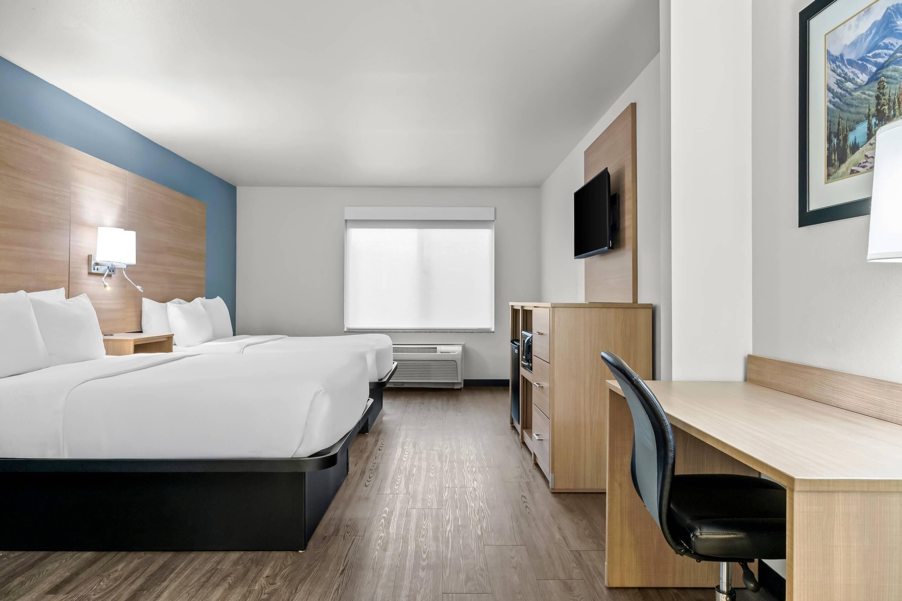 Desk, iron/ironing board, free WiFi, alarm clocks