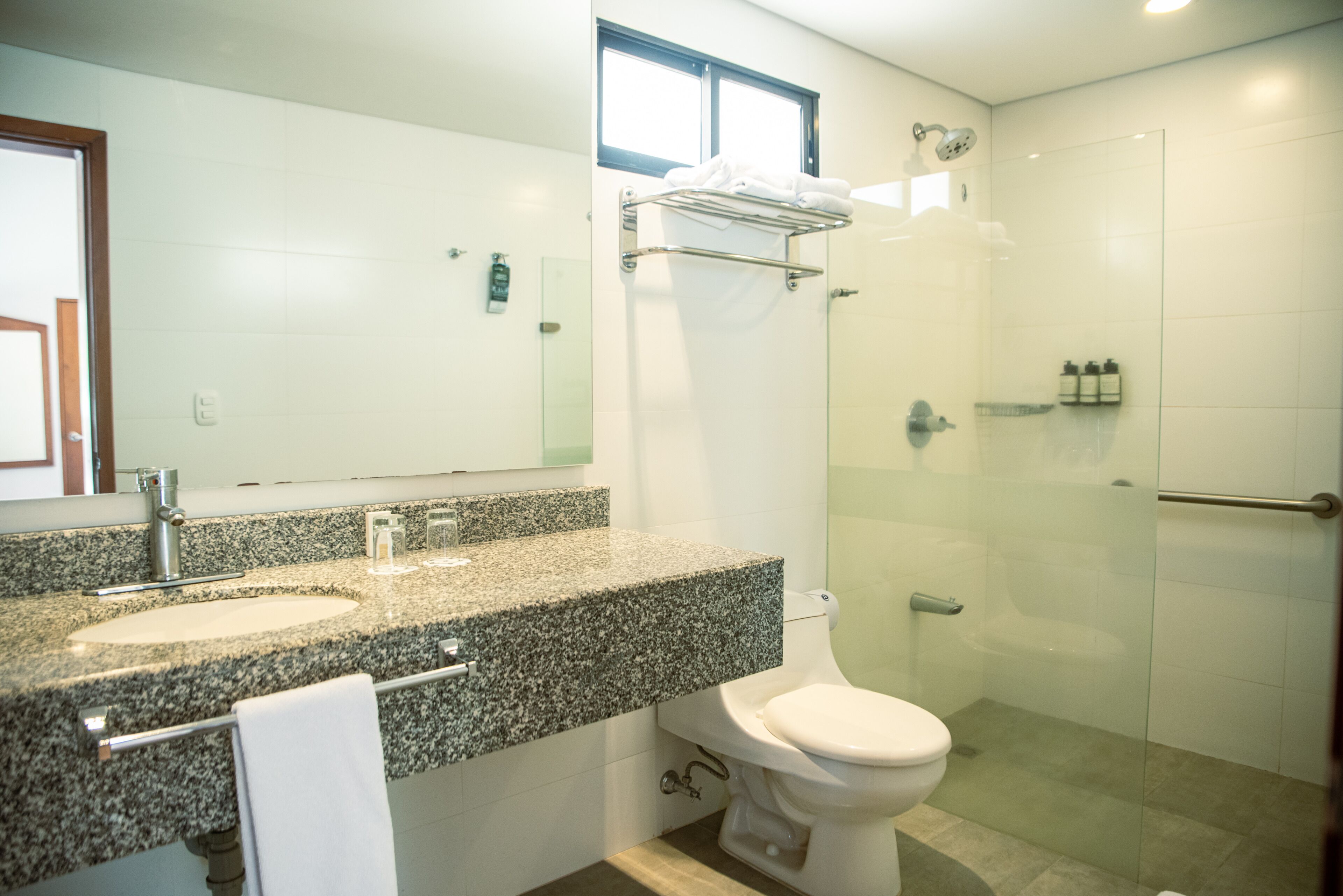 junior suite, 1 double bed | bathroom | shower, rainfall showerhead, free toiletries, towels