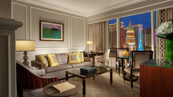 55-inch flat-screen TV with cable channels, TV