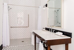 Separate bathtub and shower, hair dryer, bathrobes, towels - The Dwell Hotel, a Member of Design Hotels (Chattanooga)