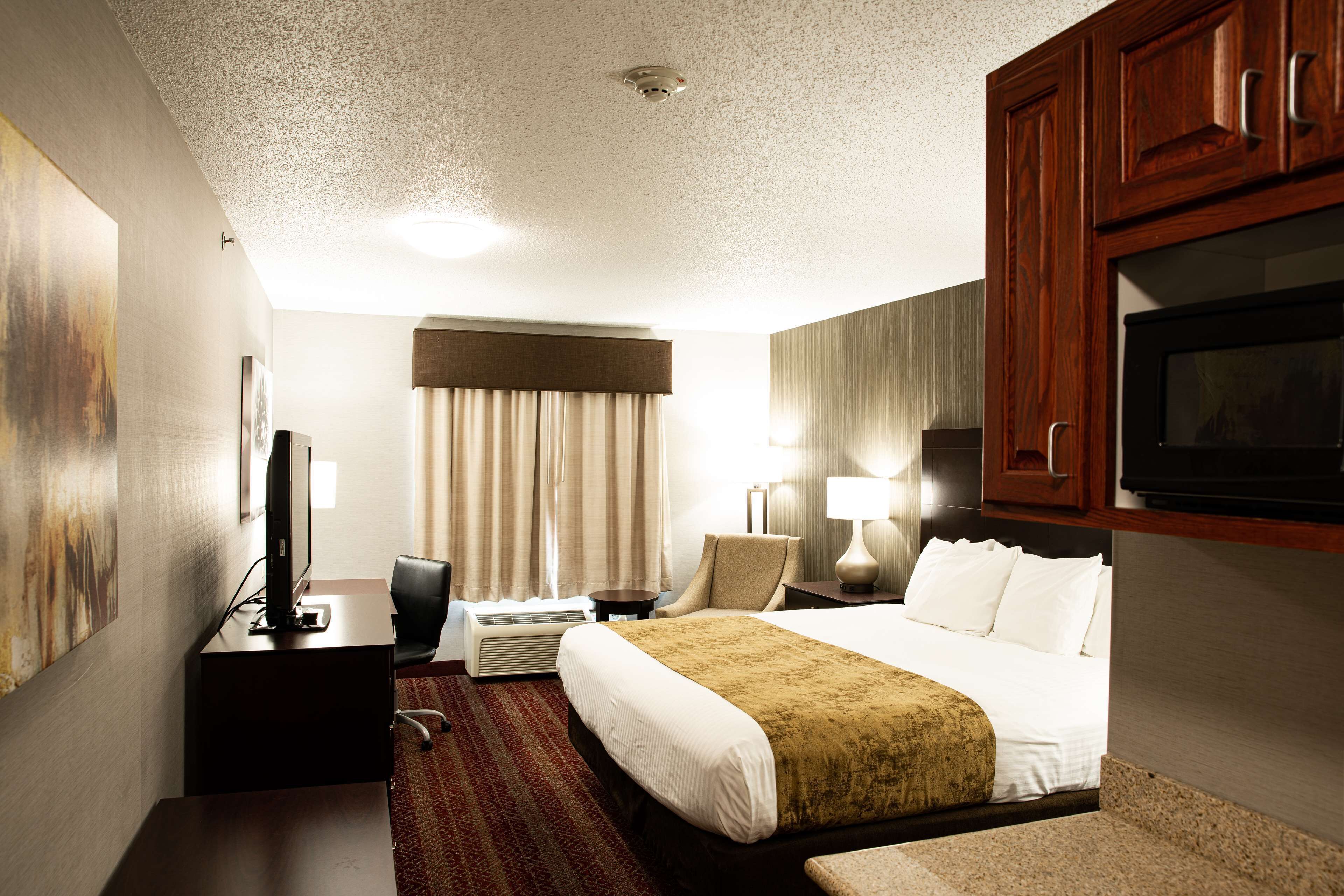 standard room, 1 king bed, non smoking, refrigerator & microwave | premium bedding, down duvets, in-room safe, desk