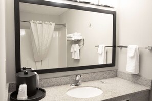 Tina con regadera, amenidades de baño de diseñador, secadora de cabello 