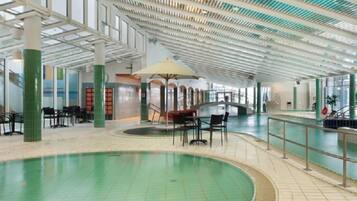 3 indoor pools, outdoor pool