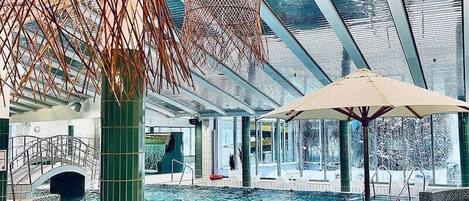 3 indoor pools, outdoor pool