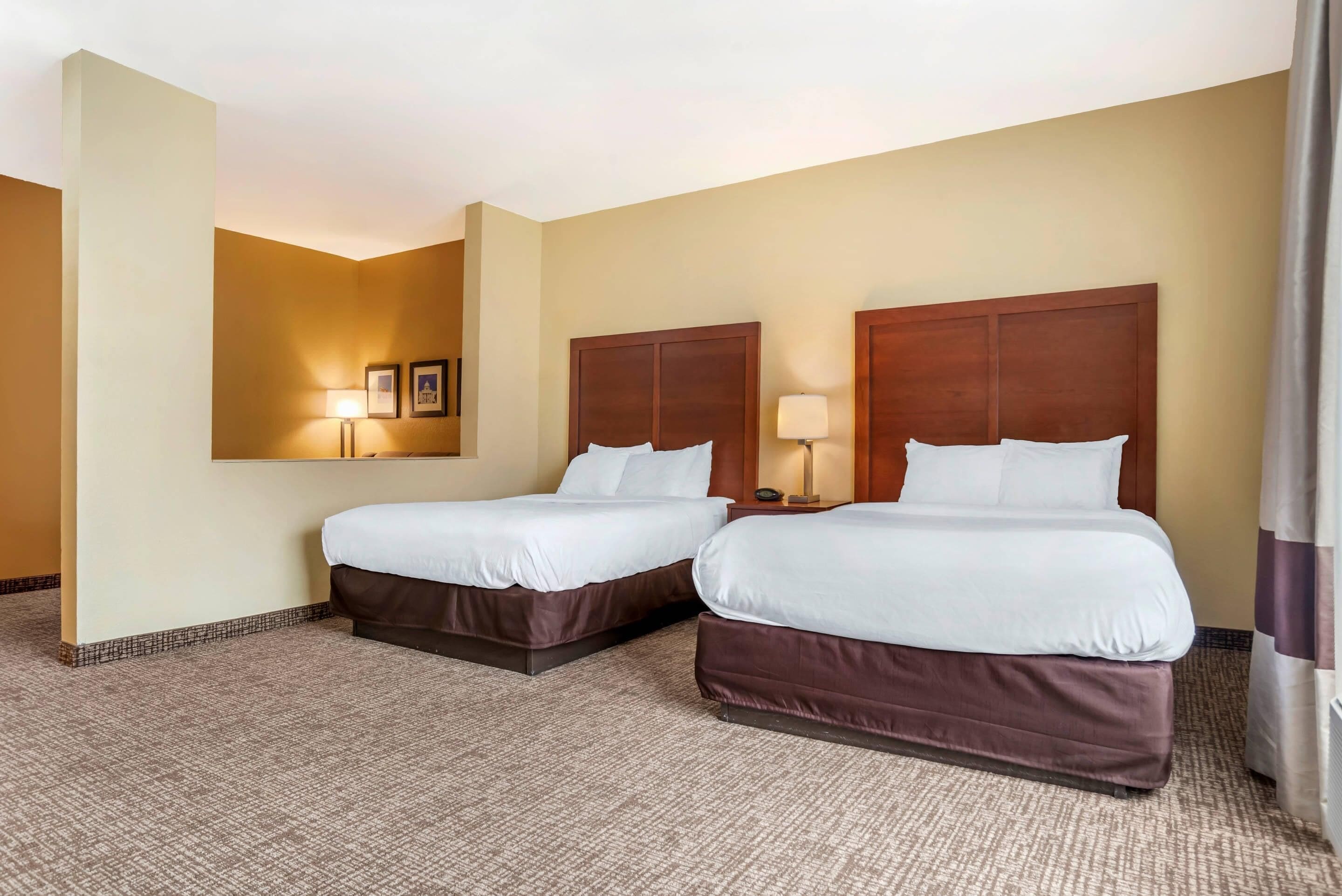 deluxe suite, multiple beds, non smoking | desk, blackout curtains, iron/ironing board, free wifi