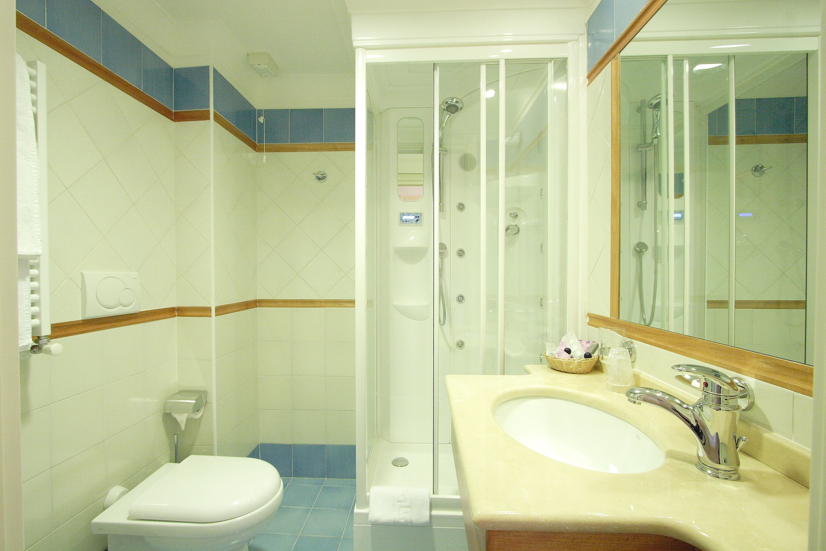 shower, rainfall showerhead, free toiletries, hair dryer