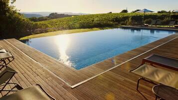 Indoor pool, outdoor pool, open 10 AM to 8 PM, pool loungers