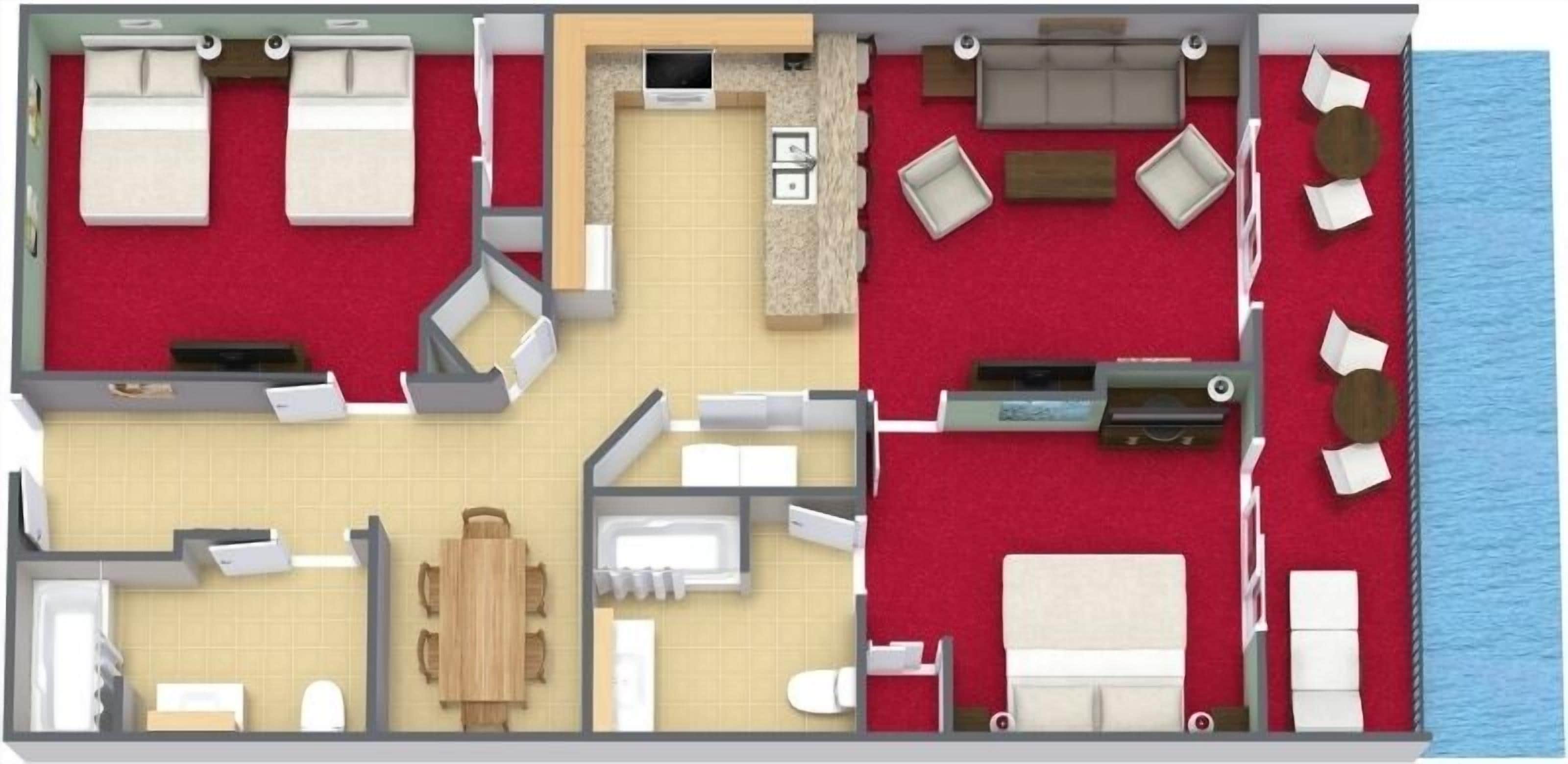 Oceanfront Two Bedroom Condo F | Floor plan