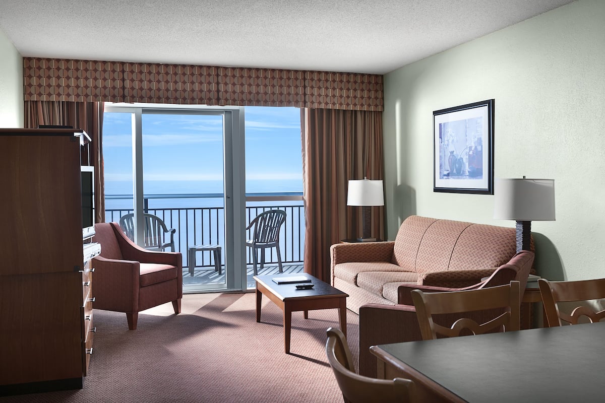 Oceanfront One Bedroom Condo | Living area | Flat-screen TV, DVD player