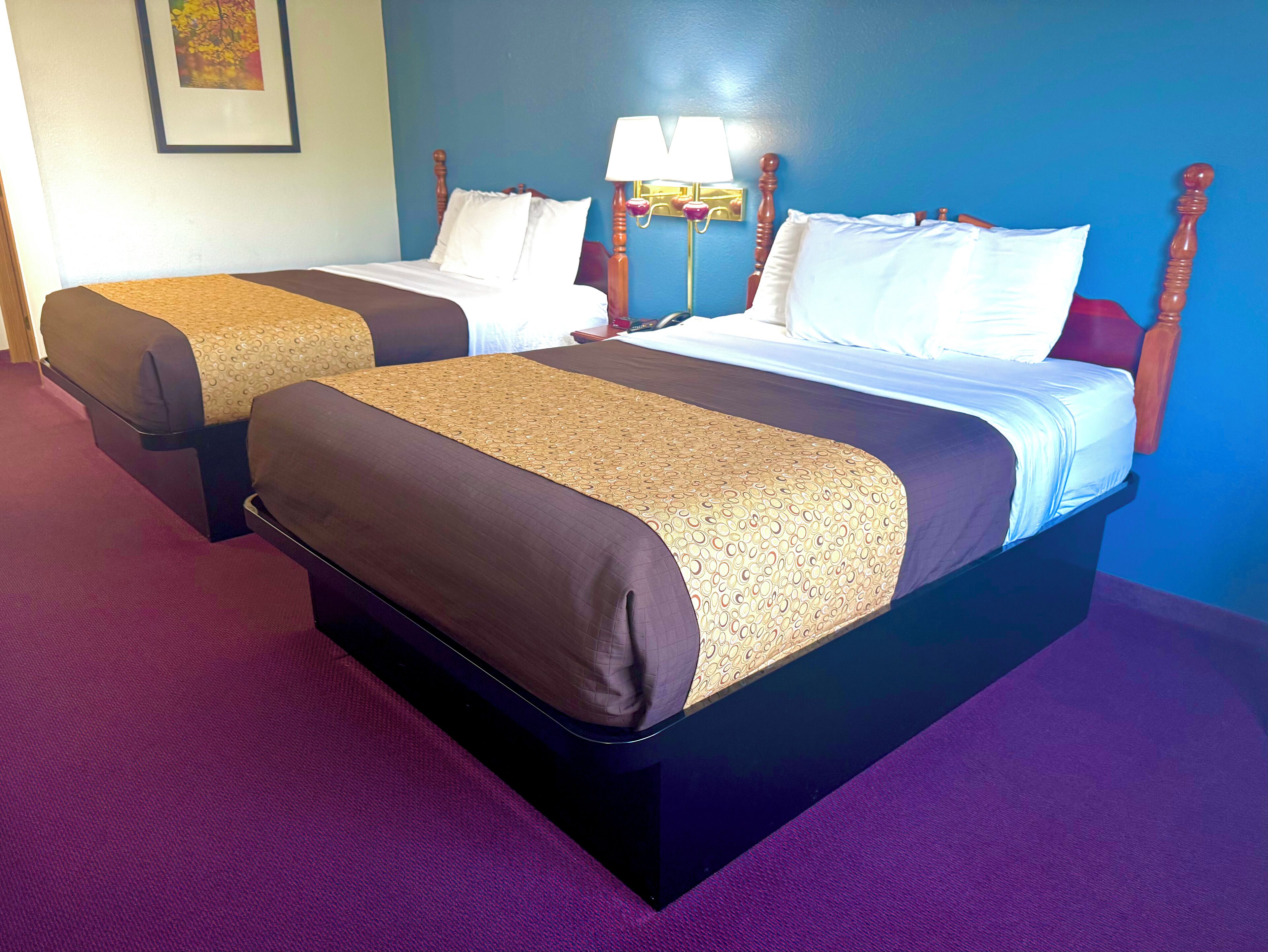 standard double room, 2 queen beds | premium bedding, blackout curtains, iron/ironing board, free wifi