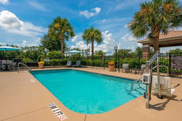 Outdoor pool, pool loungers