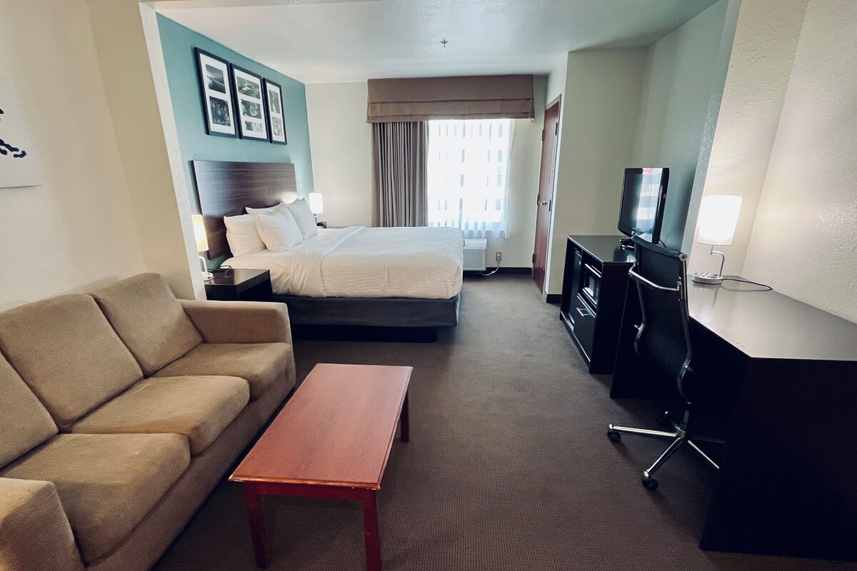 Suite, 1 King Bed with Sofa bed, Accessible, Non Smoking | Desk, iron/ironing board, WiFi (free), alarm clocks