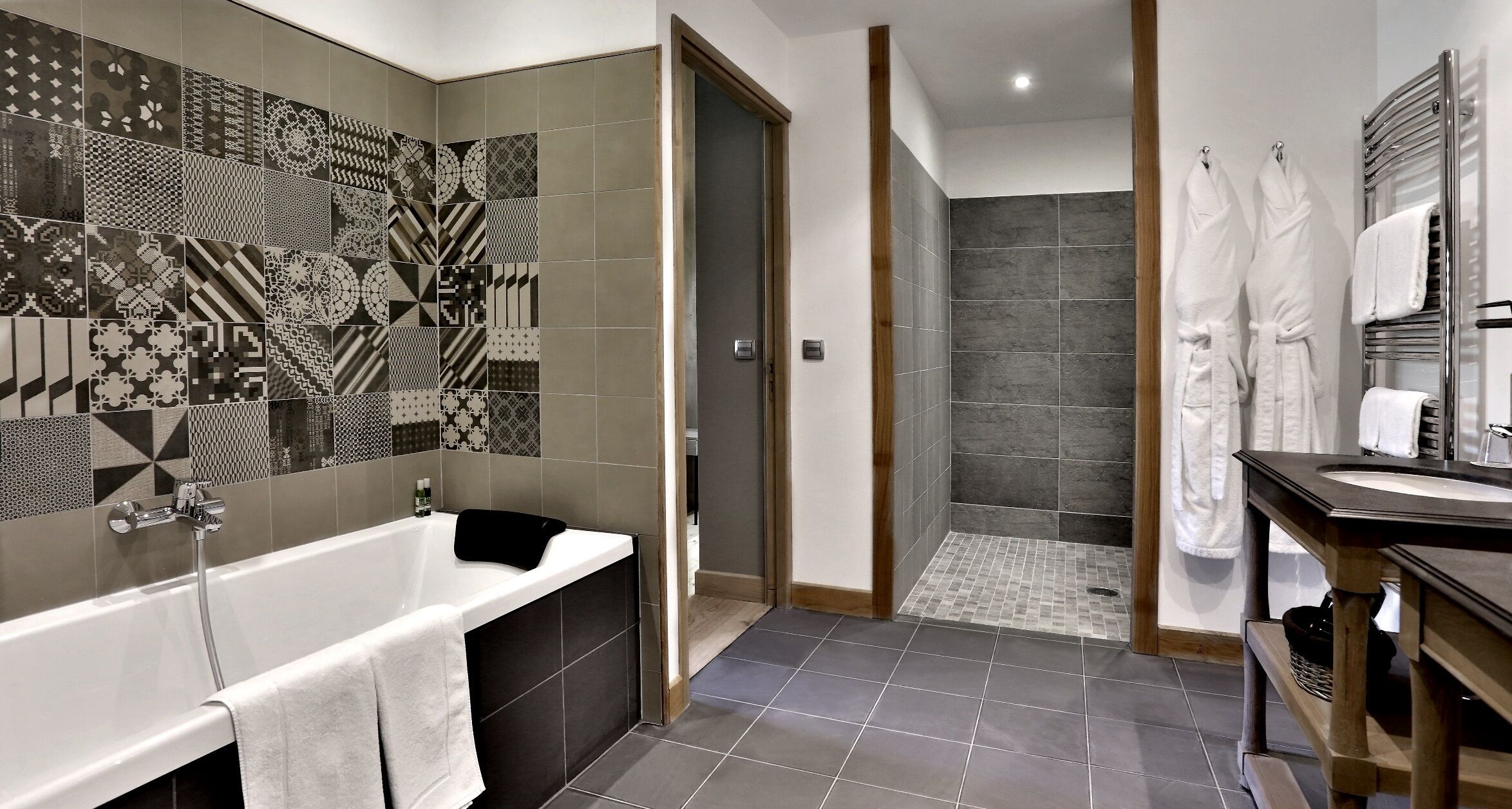 free toiletries, hair dryer, slippers, towels