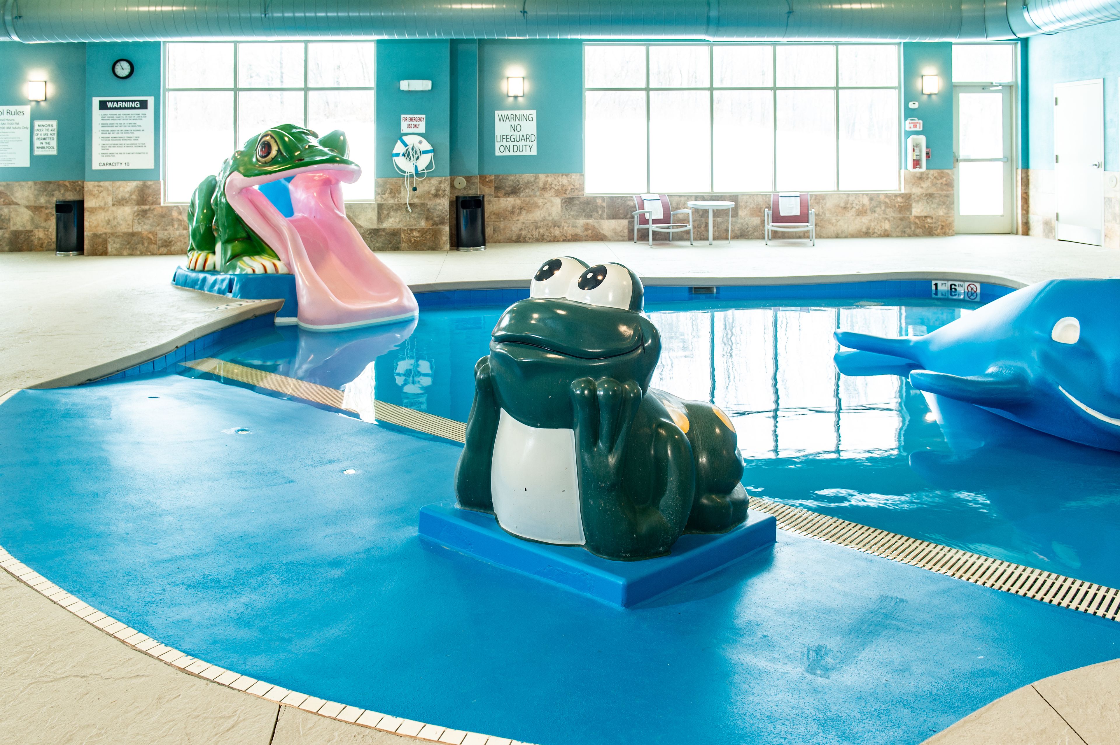 indoor pool, open 7:00 am to midnight, pool loungers