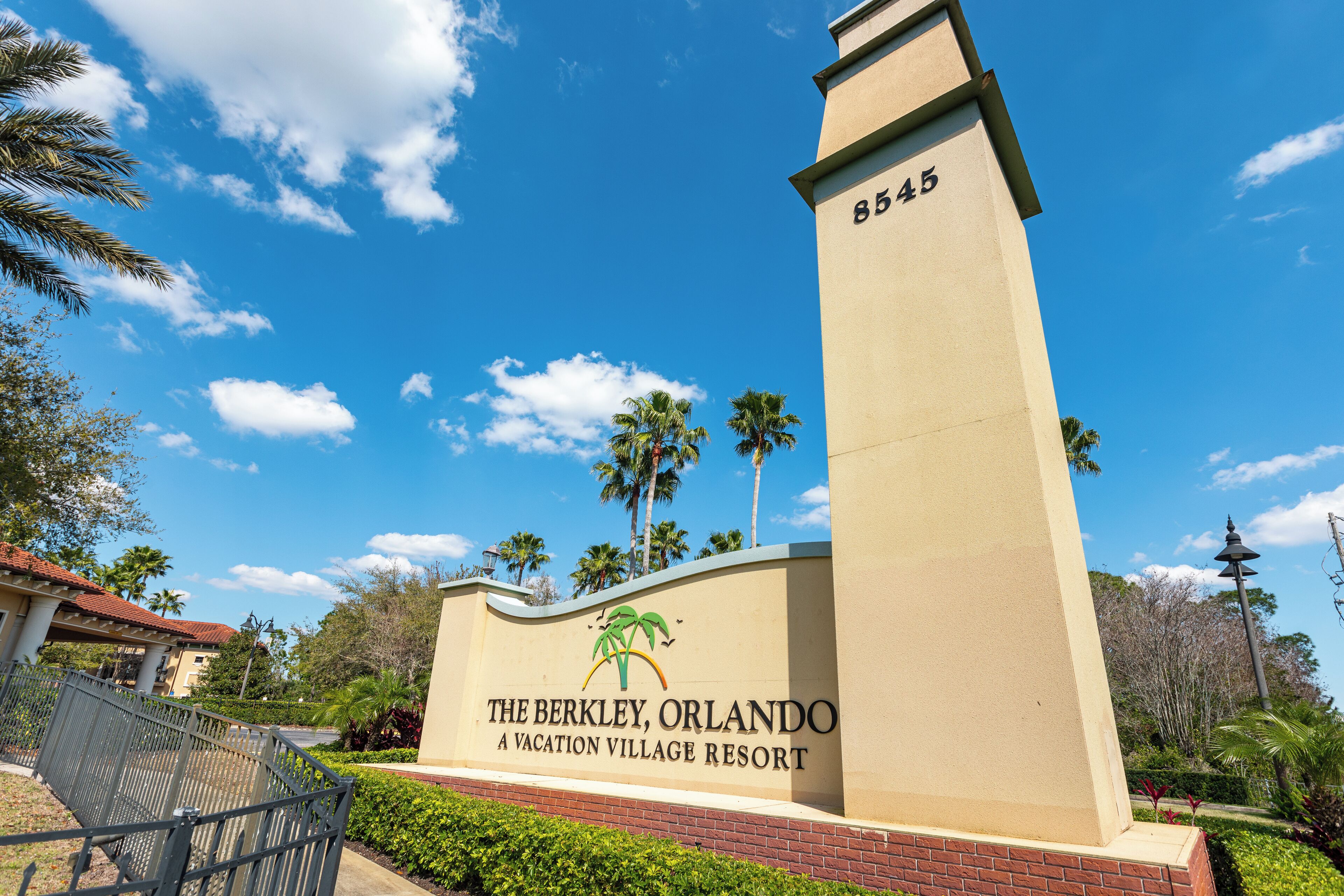 A sign for The Berkley, Orlando, a vacation village resort.