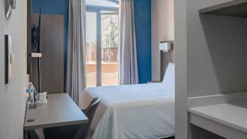 Standard Room, 1 Queen Bed, Terrace, City View (Central Building) | Desk, laptop workspace, soundproofing, iron/ironing board