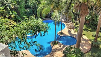 Outdoor pool, sun loungers