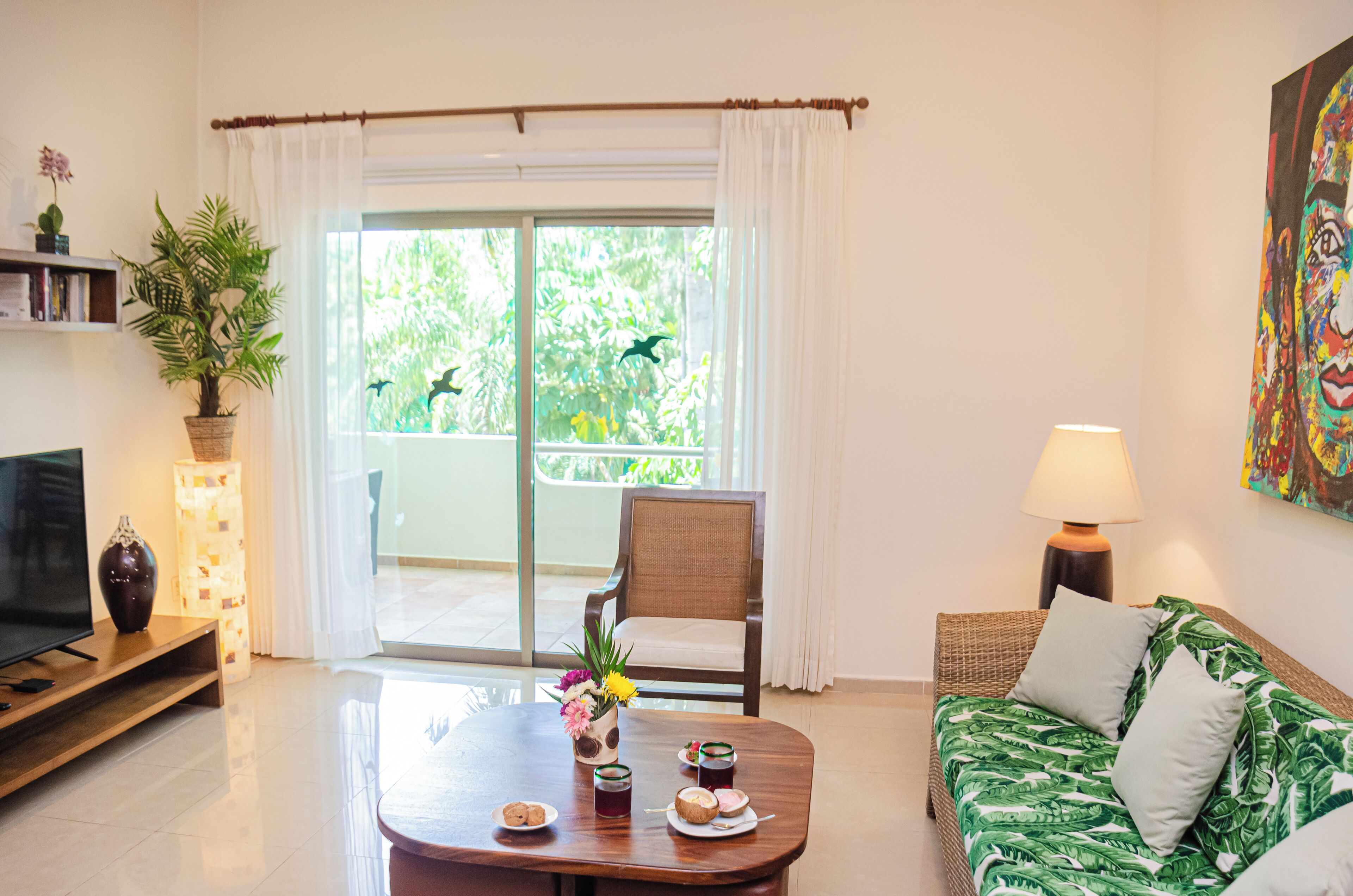 family apartment, 2 bedrooms, garden view (#203) | living area | 40-inch flat-screen tv with digital channels, tv