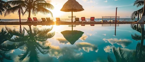 2 outdoor pools, sun loungers