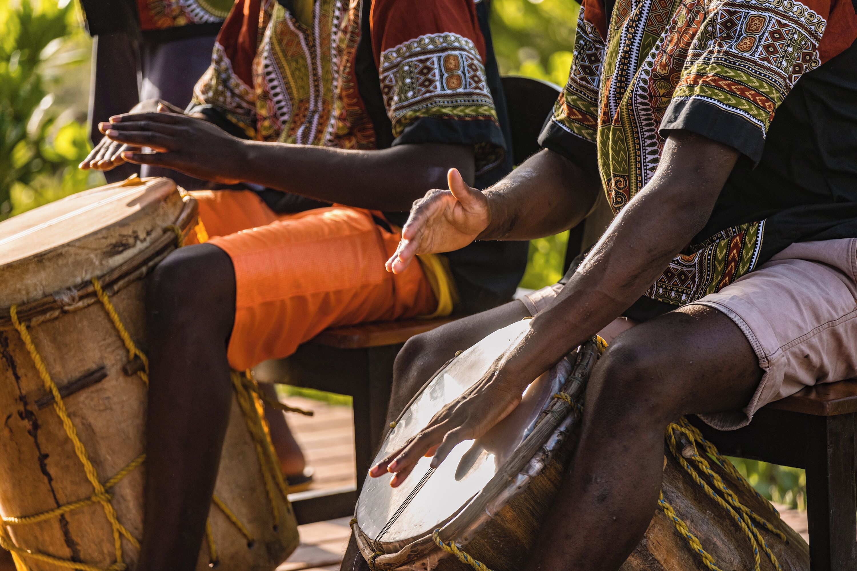 A person playing a drum.