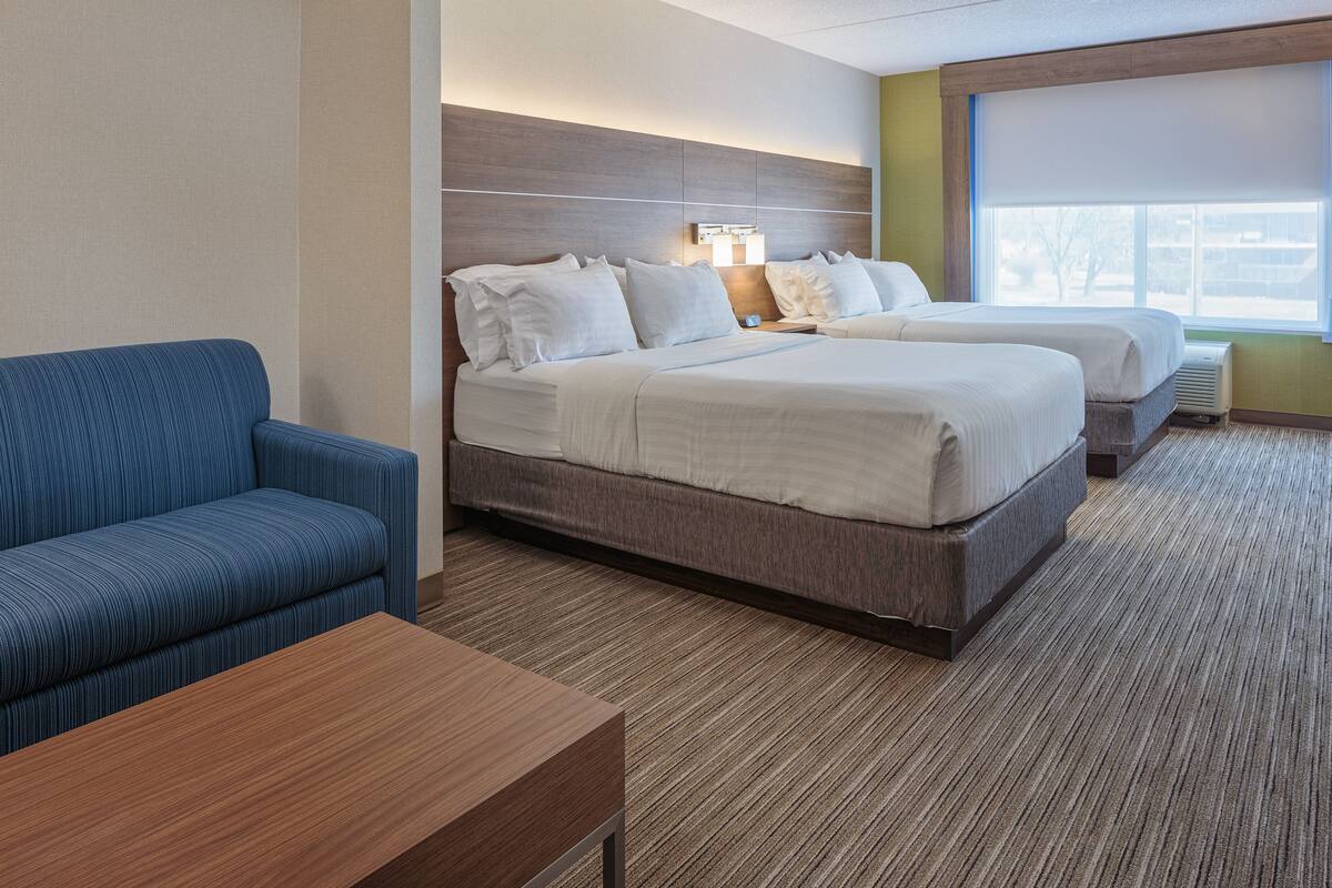 suite, 2 queen beds | desk, laptop workspace, blackout curtains, iron/ironing board