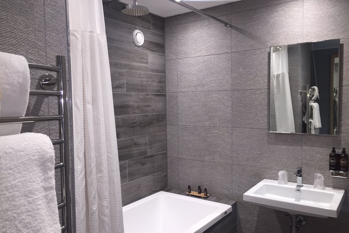 free toiletries, hair dryer, bathrobes, towels